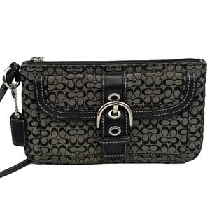 y2k COACH Buckle Soho Black Gray Signature Canvas Wristlet